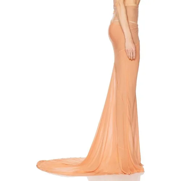 THE ATTICO Long Skirt in Peach Orange Maxi - Picture 4 of 7